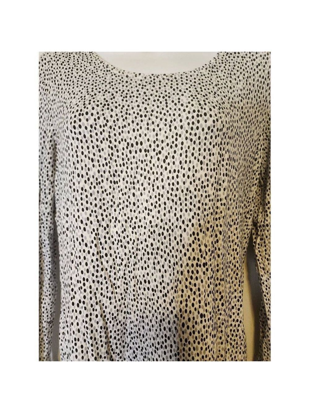 Chico's White Gray Black Polka Dot Long Sleeve Shirt Size 0 Medium - Picture 2 of 3
